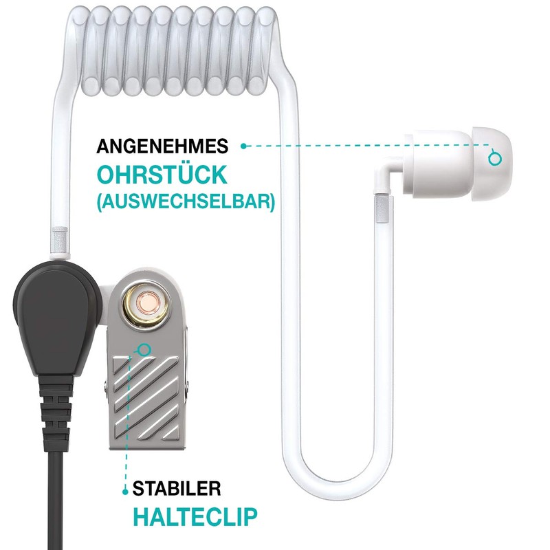 In-Ear Headphones Sound Tube 2.5 mm Transparent incl. Clip