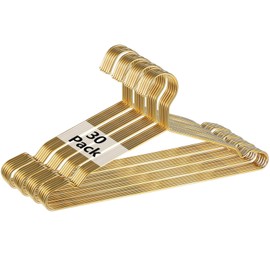 Gold Metal Hangers for Clothes - 30 Pcs Stainless Steel Wire Clothes Hangers, Heavy-Duty, Space-Saving for Coat Suit Dress