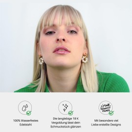 Florenz Pearl Hoop Earrings Stainless Steel with Freshwater Pearls Circle Waterproof and Gold-Plated Large Circle Round Pearl Earrings Jewellery Birthday Gift for Women Girls