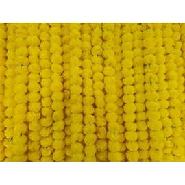 Yellow 5ft Artificial Marigold Flower Garland for Parties Wedding Diwali Mehndi Pooja Festival & Traditional Indian Theme Decoration Home Decoration Photo Prop Backdrops DIY