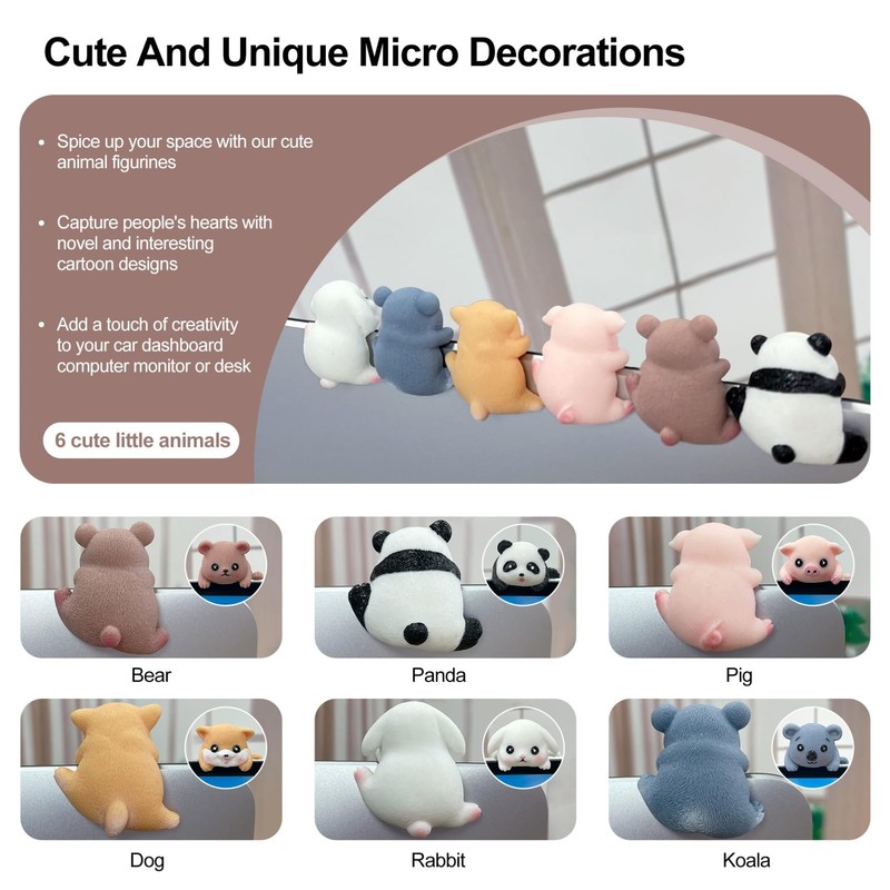 New 6Pcs Creative 3D Craft Figurine Computer Monitor Decor,Tv and