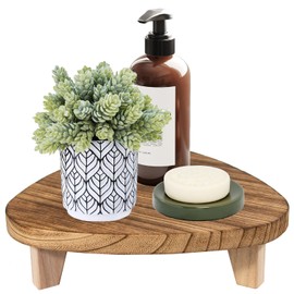 ARTORA Wood Riser Decorative Wooden Tray Bathroom, Short Plant Stand for Desk Kitchen Counter Organizer Soap Dish Pedestal Small Indoor Plant Holder Desktop Display Stand