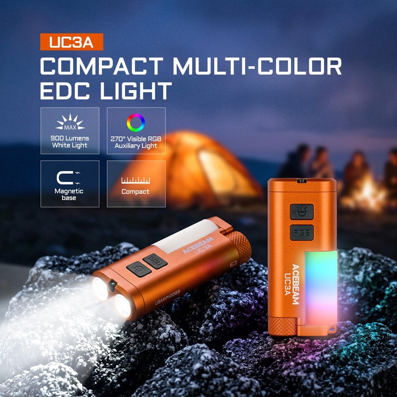 ACEBEAM UC3A EDC AAA Flashlight, 900 High Lumens Multi-Light Source