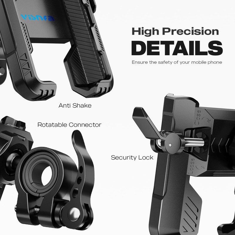 visnfa New Upgraded Bike Phone Mount Holder Two Connectors Quickly