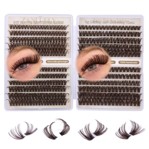 Lash Clusters Brown D Curl Individual Lashes Fluffy Brown Eyelash