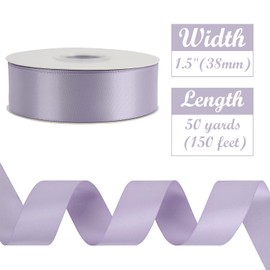 HUIHUANG Purple Satin Ribbon 1-1/2 inch x 50 Yards Lavender Purple Ribbon Double-Faced Satin Ribbon for Gift Wrapping, Bows, Flower Bouquet, Eternal Roses, Crafts, Wedding Holiday Party Decor