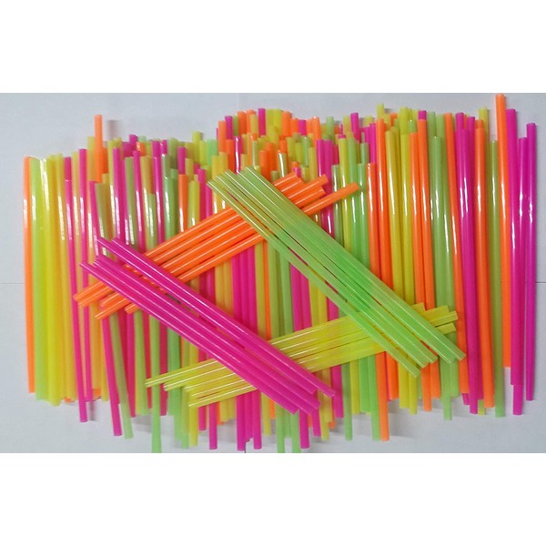 Wow Plastic Disposable Plastic Drinking Straws - 250 Count (neon) (Neon)