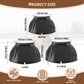 MANOPAWS 1 Pair Horse Bell Boots Protect Against Hoof Impact Trauma Rubber Bell Boots Horse Care for Turnout No Rub Design Quick Wrap Hook and Loop(Extra Large)
