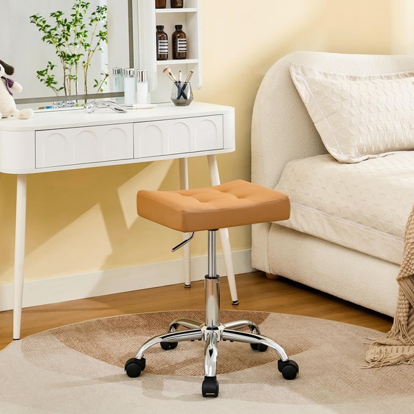 FIRAVOE Rolling Stool Adjustable Height (300lbs Capacity) (Sturdy Base) Multifunctional