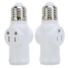 2Pcs 3 Prong Light Socket Adapter Plug White E26 Light