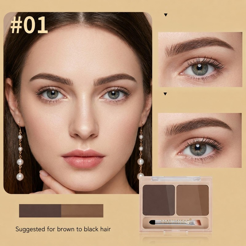 Qwesure Xixi Eyebrow Powder 2 Colours with Double Applicator, Brow
