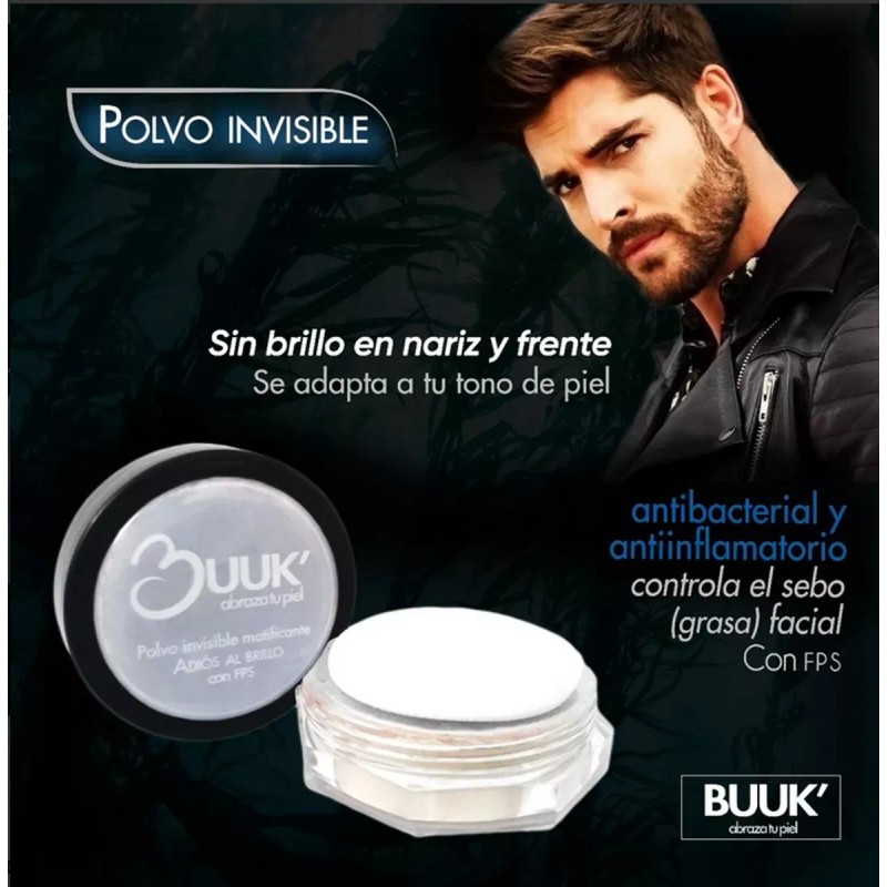 Buuk' Abraza Tu Piel Polvo Invisible Matificante De Arroz Hombre