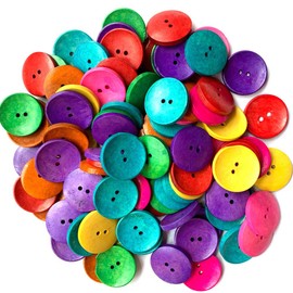 100Pcs/Pack Wood Colorful Buttons Natural Horn Shape 2 Hole Scrapbooking Sewing Button 30mm(3)