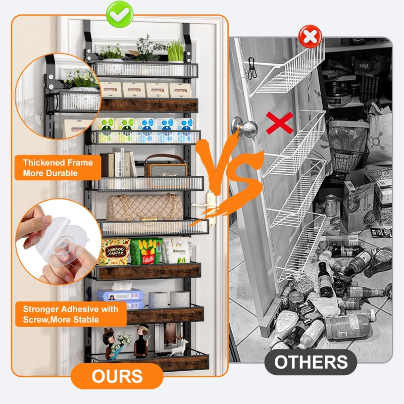 Clothink Over the Door Pantry Organizer,6 Tier Wall Mounted Hanging
