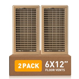 Floor Register 6 x 12 Inch 2 Pack, Floor Vent Covers for Home Floor, Sidewall, Premium Finish Air Vent Cover with Easy Adjust Air Supply Lever, Brown
