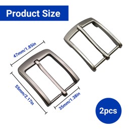 quyueug 2-Pack Men's Belt Buckles - Matte & Polished Finishes, Metal Belt Buckles for Men, Universal Pin Clasp for Jeans & Dress Belts (Belt Buckle Replacement)​