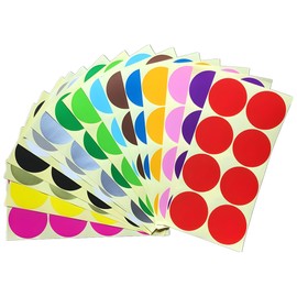 256 Pieces Colored Dot Stickers Round, 2'' Self Adhesive Color Coding Labels, 2 inch Circle Price Label Stickers for Office, Classroom, Student and Family (16 Colors, 50 mm)