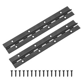 M METERXITY 2-Pack Piano Hinges, 8 Inch / 200mm 304 Stainless Steel Continuous Piano Hinge with Holes and Screws for Cabinets Door/Storage Box [1.2X 0.04/ 30x 1mm Open Width Thick, Black]