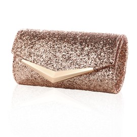 Xvbhaq Women's Chain Bag, Clutch Rose Gold, Glitter Envelope Bag with Chain, Shoulder Bags for Dinner, Wedding, Date, Party, 20 x 10 x 5 cm, gold