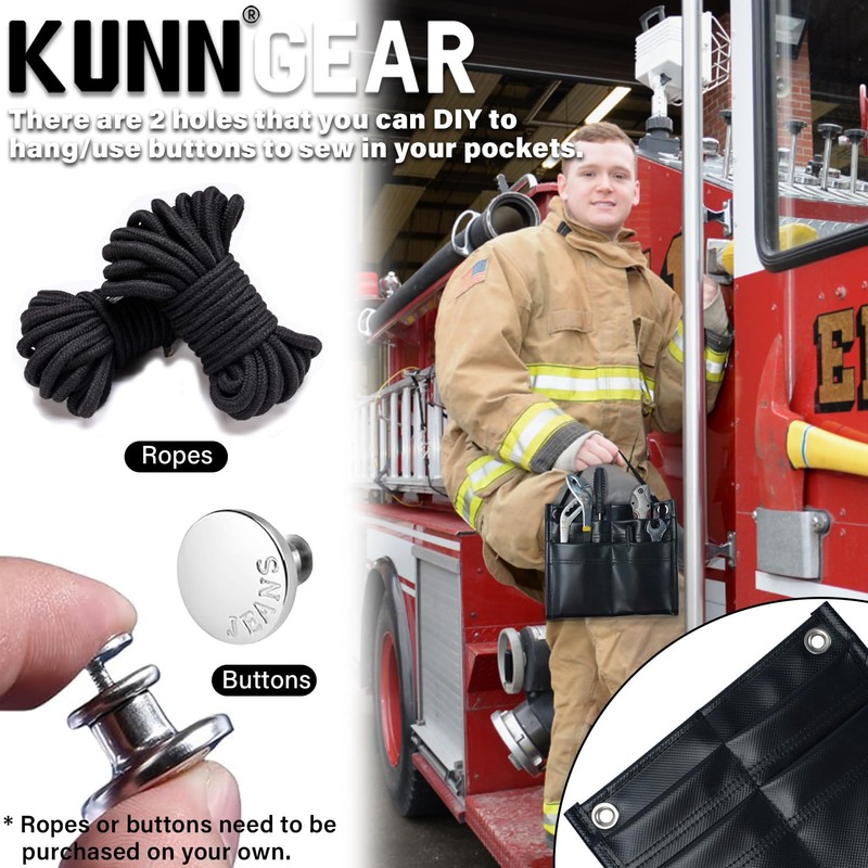KUNN Firefighter 4-Pocket Tool Pouch Inside Turnout Coat Bunker Pocket