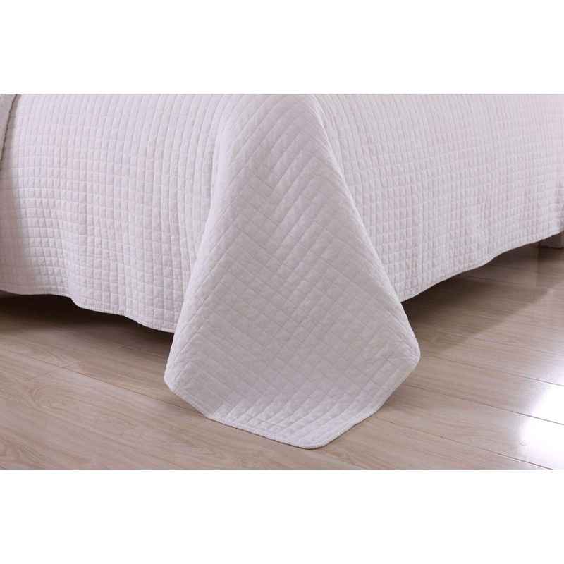 MarCielo 3 Piece 100% White Cotton Quilt Set Lightweight Bedspread
