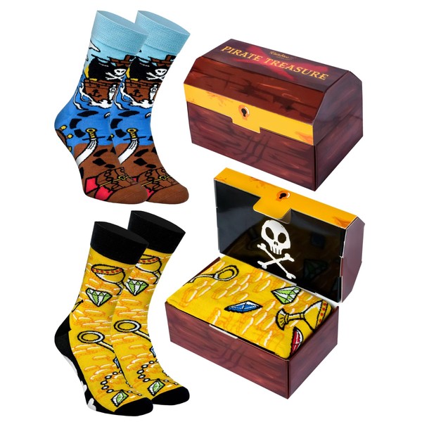 Rainbow Socks - Pirate Treasure Box Socks - Women's Men's