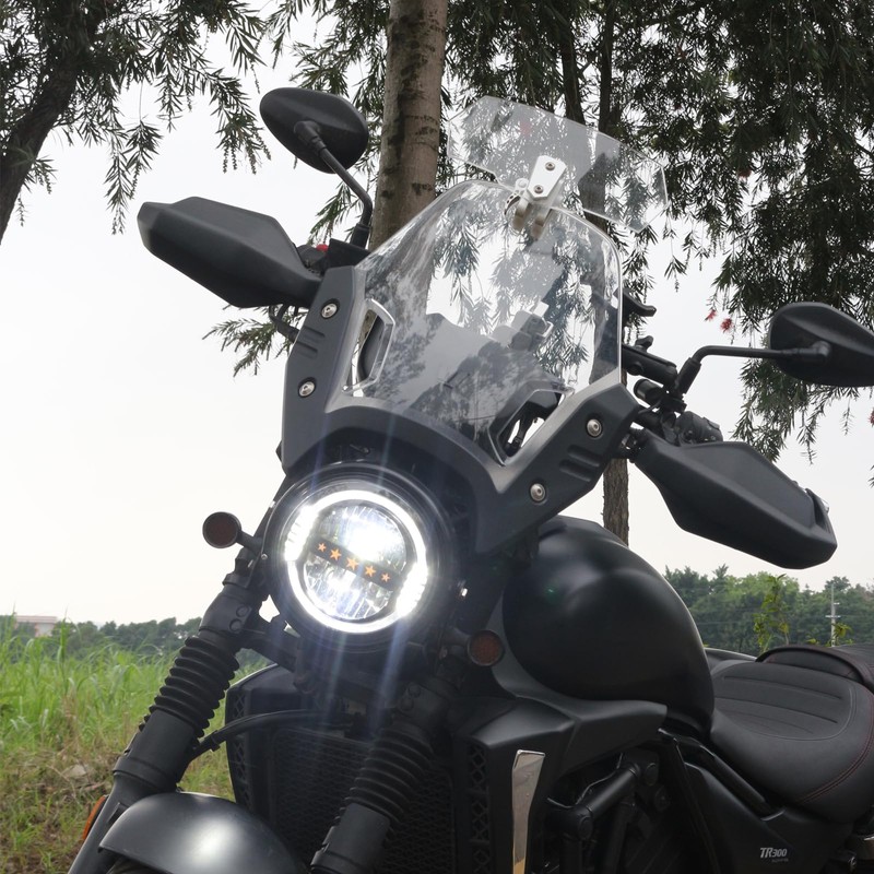 SINLIRU Universal Motorcycle Wind Deflector Clear Motorbikes Windscreen Adjustable Clip