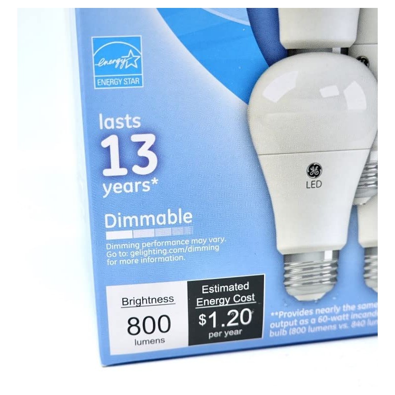 GE Daylight LED 60W Equivalent General Purpose A19 Light Bulbs