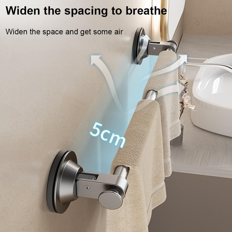 HHWRT Suction Hand Towel Bar, Powerful Suction Cup Towel Rack,