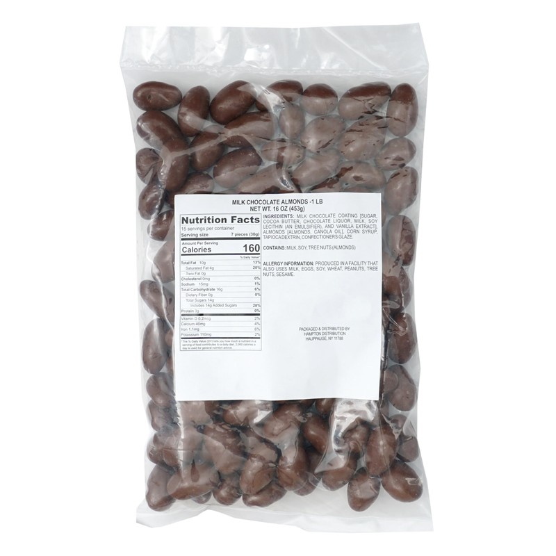 Milk Chocolate Covered Almonds, 1 Pound Bulk Bag, Chocolate Covered