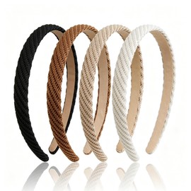 4 Pcs Thin Headbands for Women Girls, Comfortable Hairbands Non Slip Skinny Knitted Headbands for Women's Hair, Cute Neutral Color Hair Accessories