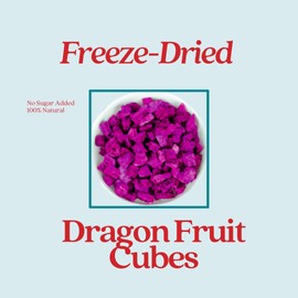 Freeze-Dried Red Dragon Fruit Cubes – 100% Pure, Naturally Sweet & Delicious, No Added Sugar or Preservatives, Perfect for Snacking, Smoothies, Cocktails, & Pink Drinks – Healthy, Nutrient-Rich, Perfect Bite Size (packaging may vary)(Pack of 2)