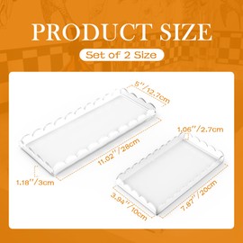 Starry 2 Pack Acrylic Scalloped Tray Clear Acrylic Bathroom Vanity Tray for Bathroom Counter Living Room Decor Organizing Soap Perfume Makeup (Large: 11" L x 5" W + Middle: 8" L x 4" W)