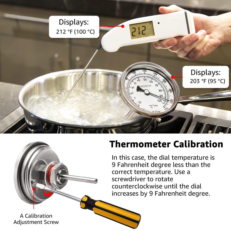 3" Dial 2" Probe FERRODAY 1/2 NPT Stainless Steel Dial