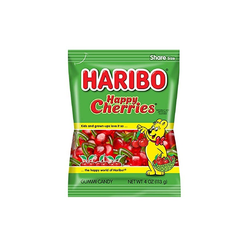 Haribo Gummi Candy, Happy-Cherries, 4 oz. Bag (Pack of 12)