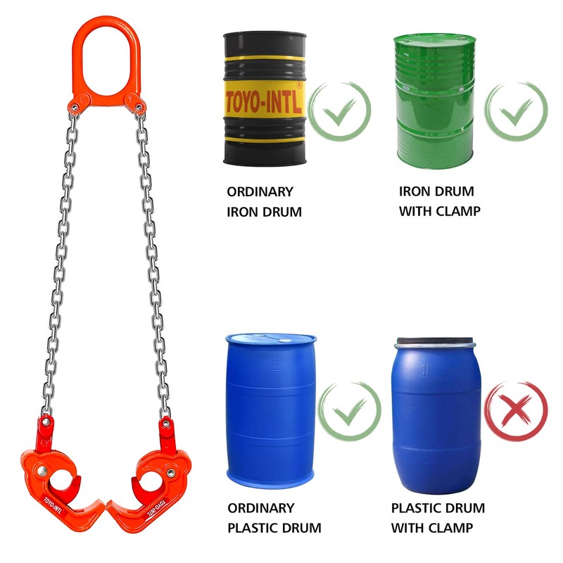 YATOINTO Chain Drum Lifter 2200 lbs Capacity Galvanized G80 Chain