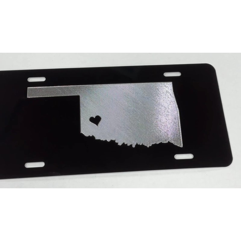 Diamond Etched Products Oklahoma OK State Car Tag Diamond Etched