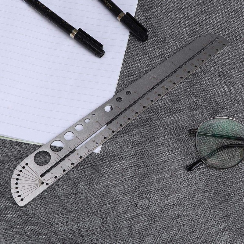 Metal Ruler Stainless Steel Multifunctional Scale Ruler Protractor Figure Drafting