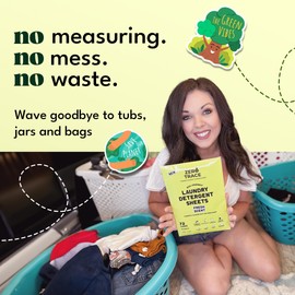 Zero Trace All Natural Laundry Detergent Sheets - Powerful Eco-Friendly Travel Detergent Sheets with Fresh Scent (144 Loads 72 Sheets)
