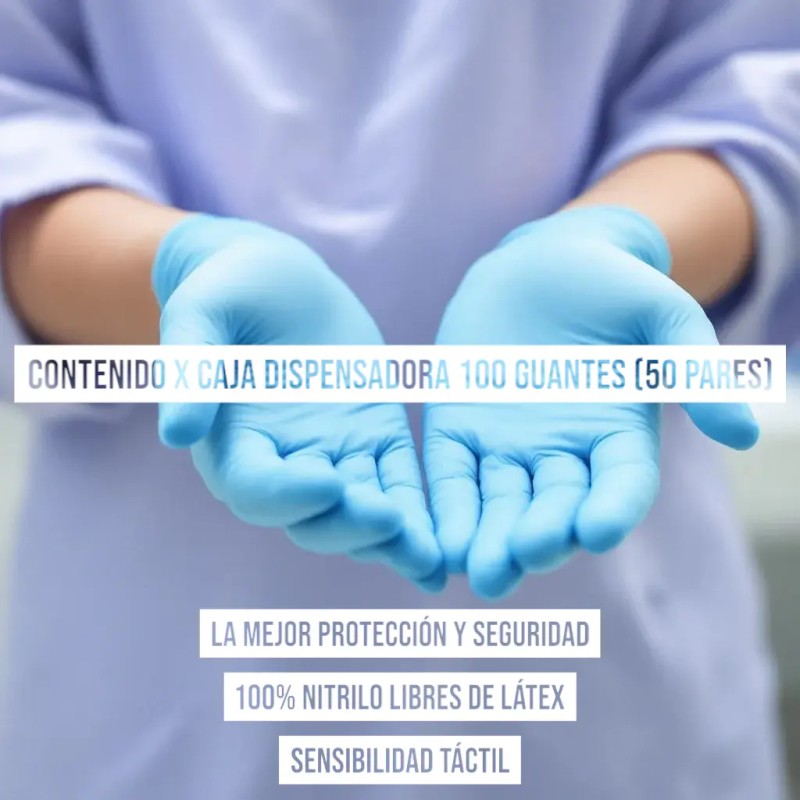 Guantes De Nitrilo Azul Uniseal Libres De Látex 200 Pzas