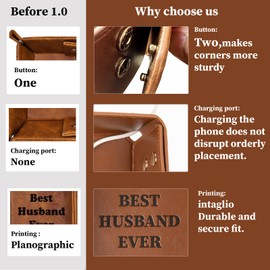 Qunrwe Valentines Day Gifts for Him,Husband Gifts,Large PU Leather Tray and Keychain,Best Husband Ever Gifts,Anniversary Birthday for Husband from Wife,Men Gift Ideas for Him Husband