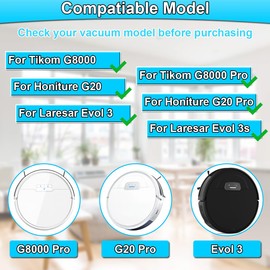 EATBALE Accessory Kit for Honiture G20, G20 Pro, Tikom G8000, G8000 Pro, Evol 3s Robot Vacuum Replacement Spare Parts for Laresar, 1 Roller Brush, 4 HEPA Filters, 6 Side Brushes, 2 Mop Pads (13 pcs)