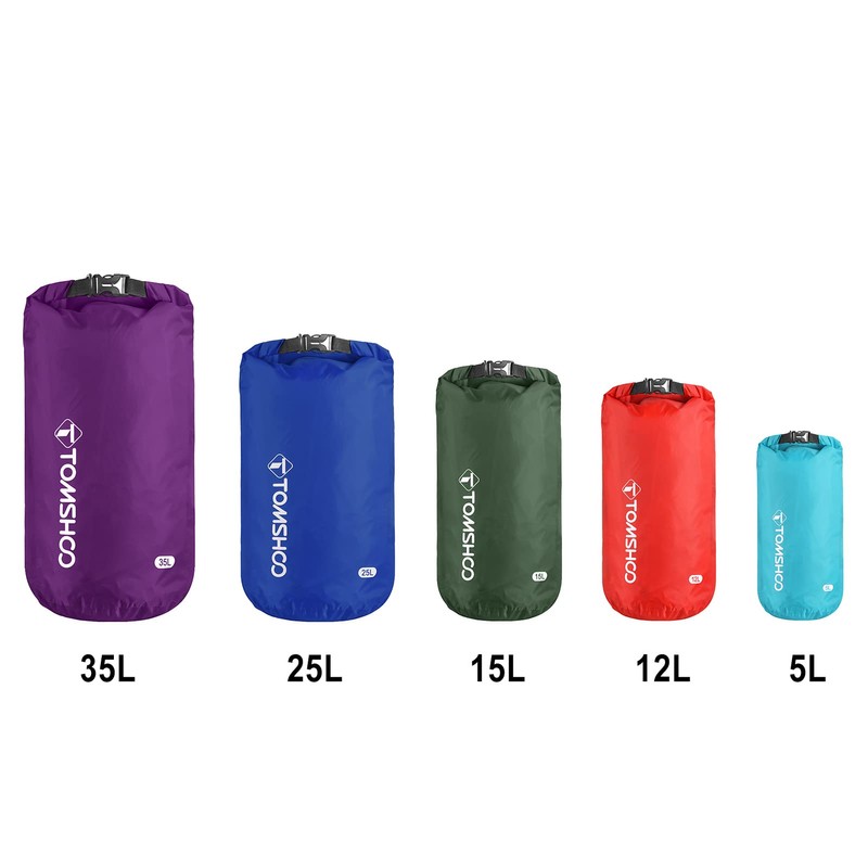 CHUSHEN Waterproof Dry Sacks Pack of 5 Lightweight Dry Bags