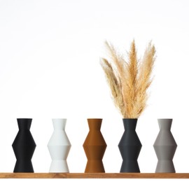 3D Vase Auri Decorative Vase 30 cm Floor Vase Decorative Vase Pampas Grass Dried Flowers (Black)