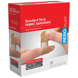 AeroPlast Premium Fabric Standard Strip Plasters, Box of 100