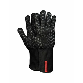 Premium BBQ Gloves - Aramid/Nomex - Black/Red - Set of 2 - Size 10