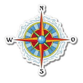 GT Graphics Compass Rose Travel Directions Explore - 5" Vinyl Sticker - for Car Laptop I-Pad - Waterproof Decal