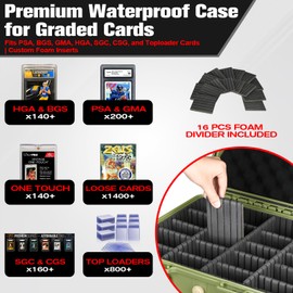 Graded Card Case Storage Box: Sports Trading Cards Holder for PSA BGS SGC Slabs, Baseball Football MTG Deck Booster Magic Binder Card Organizer with Dividers, Collector Carry Display Box (800+ Cards)