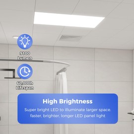 2x4 LED Flat Panel Light, 9100LM Recessed Drop Ceiling Light 2Pack