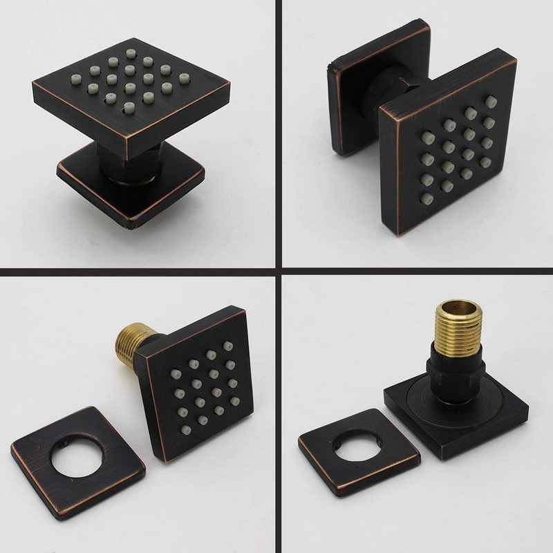 Showerhead Body Spray, HOMEDEC 2inch Brass Square Massage Shower Jet